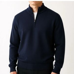 Daniel Bishop Sweater Size XL Long Sleeve Black Pullover 1/4 Zip Cashmere